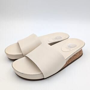 Vince Camuto Febba Wedge Slide Sandals Open Toe Women's Ivory Size US7.5M EU38